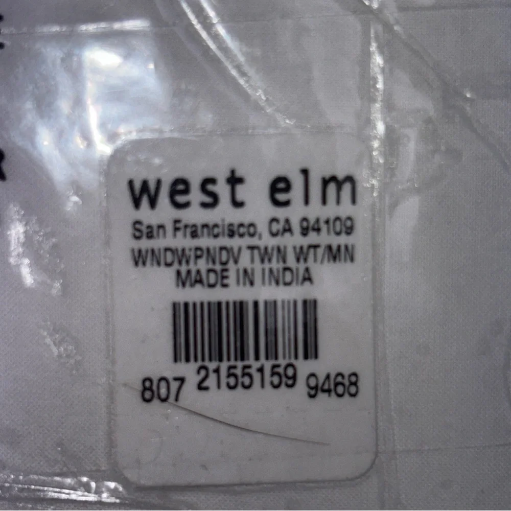 West Elm Washed Organic Cotton Twin Duvet Cover Windowpane White Black NIP